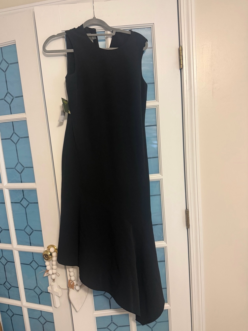 Taylor Black Sleeveless Asymmetrical Dress